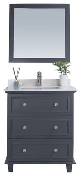 Luna, 30" Maple Gray Cabinet With White Quartz Countertop