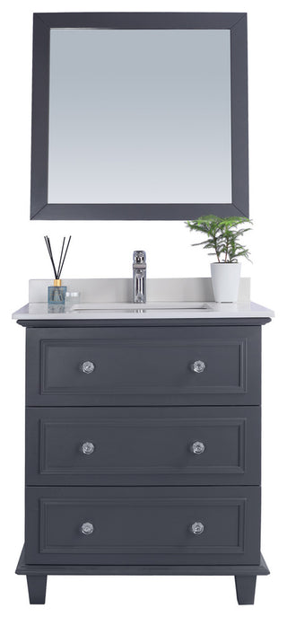 Luna, 30" Maple Gray Cabinet With White Quartz Countertop