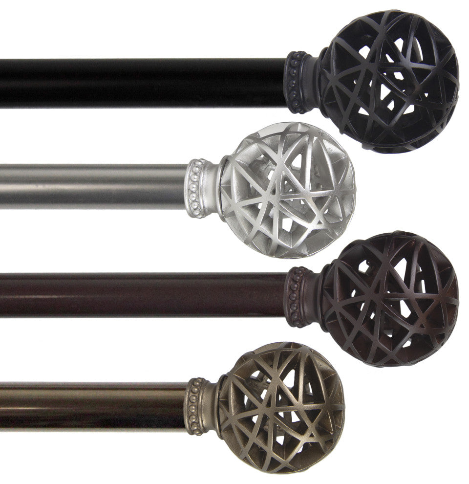 Arabella 13/16" Diameter Curtain Rod, Cocoa, 18-28"