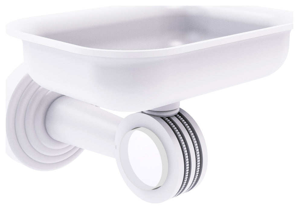Pacific Beach Wall-Mount Soap Dish Holder with Dotted Accents, Matte White
