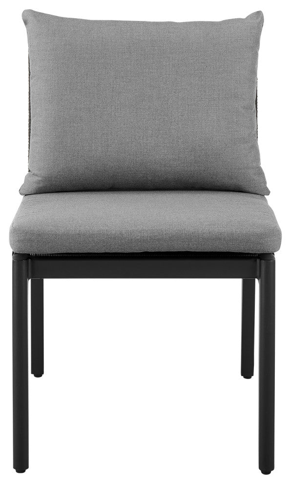 Cayman Outdoor Patio Dining Chairs in Aluminum with Gray Cushions - Set of 2