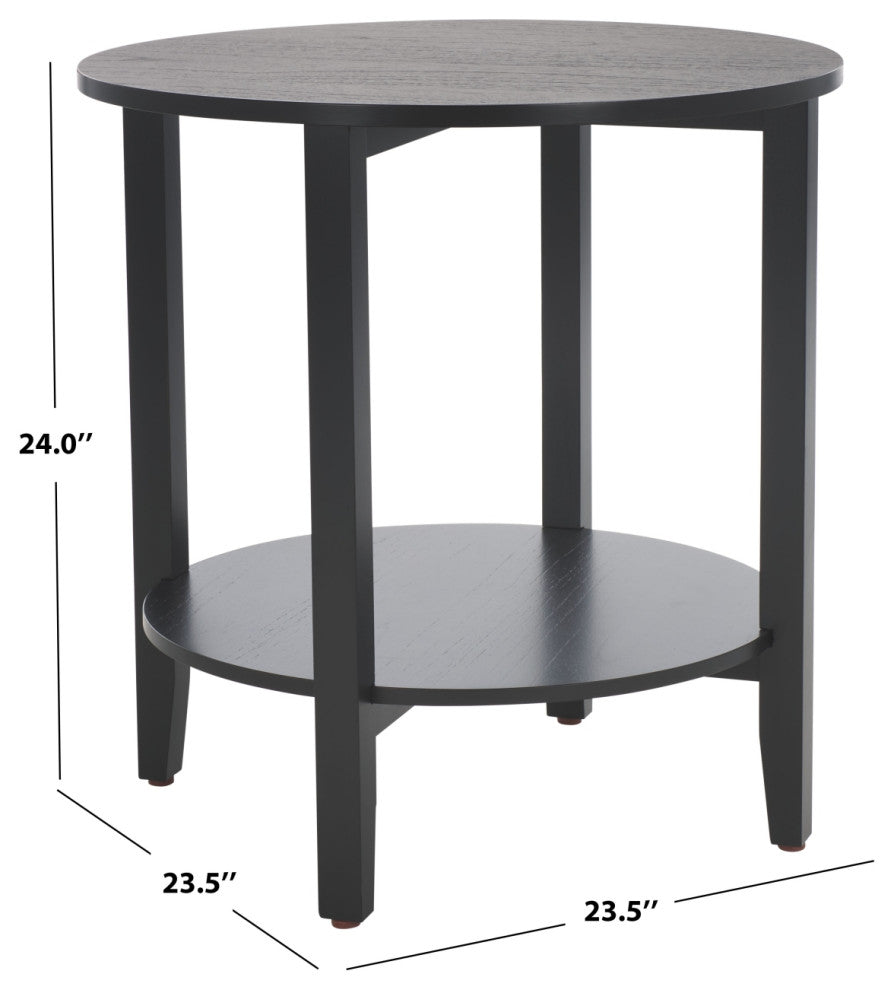 Safavieh Couture Leonardi Roundd Wood Accent Table, Black