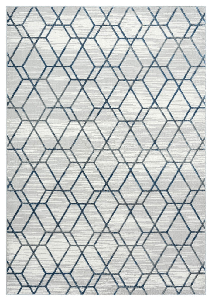 Abani Nova Nov120B Blue Distressed Geometric Area Rug