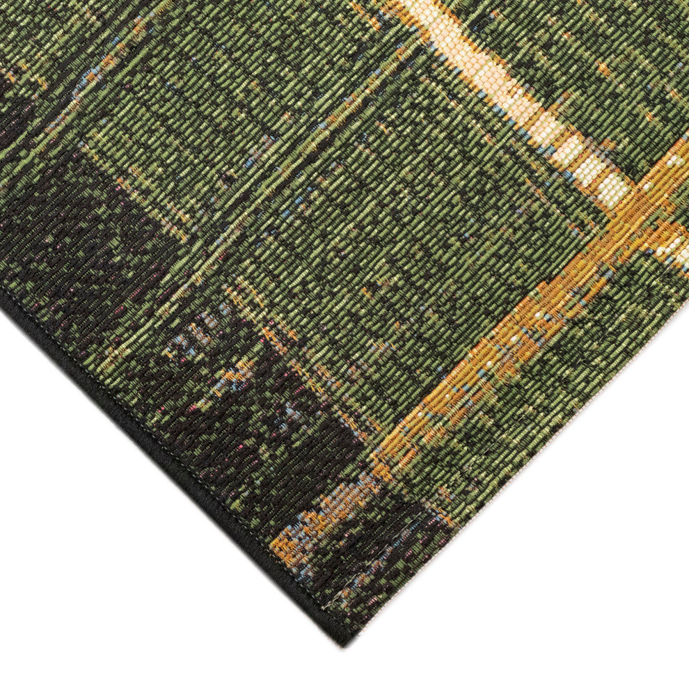 Esencia Tribal Stripe Indoor/Outdoor Mat Green 1'11"x4'11"