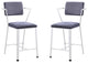 Set of 2 Gray Fabric Counter Height Chair, White Finish