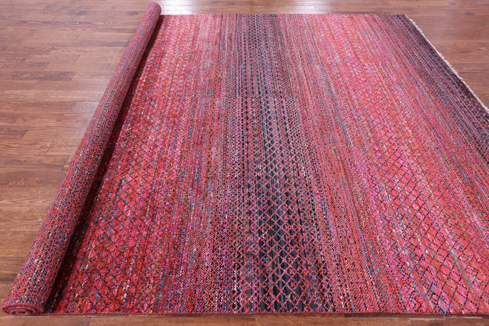 9' 3" X 11' 9" Savannah Grass Hand Knotted Wool & Silk Rug - Q15963