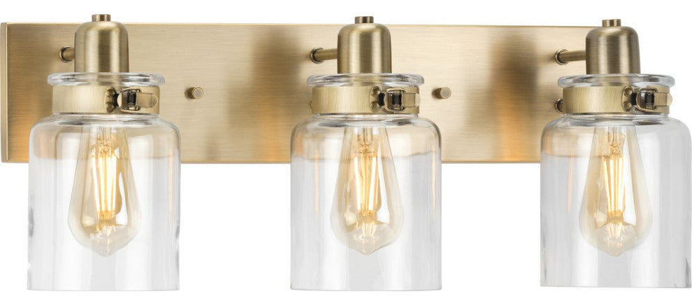Calhoun Collection Three-Light Vintage Brass Bath Vanity Light