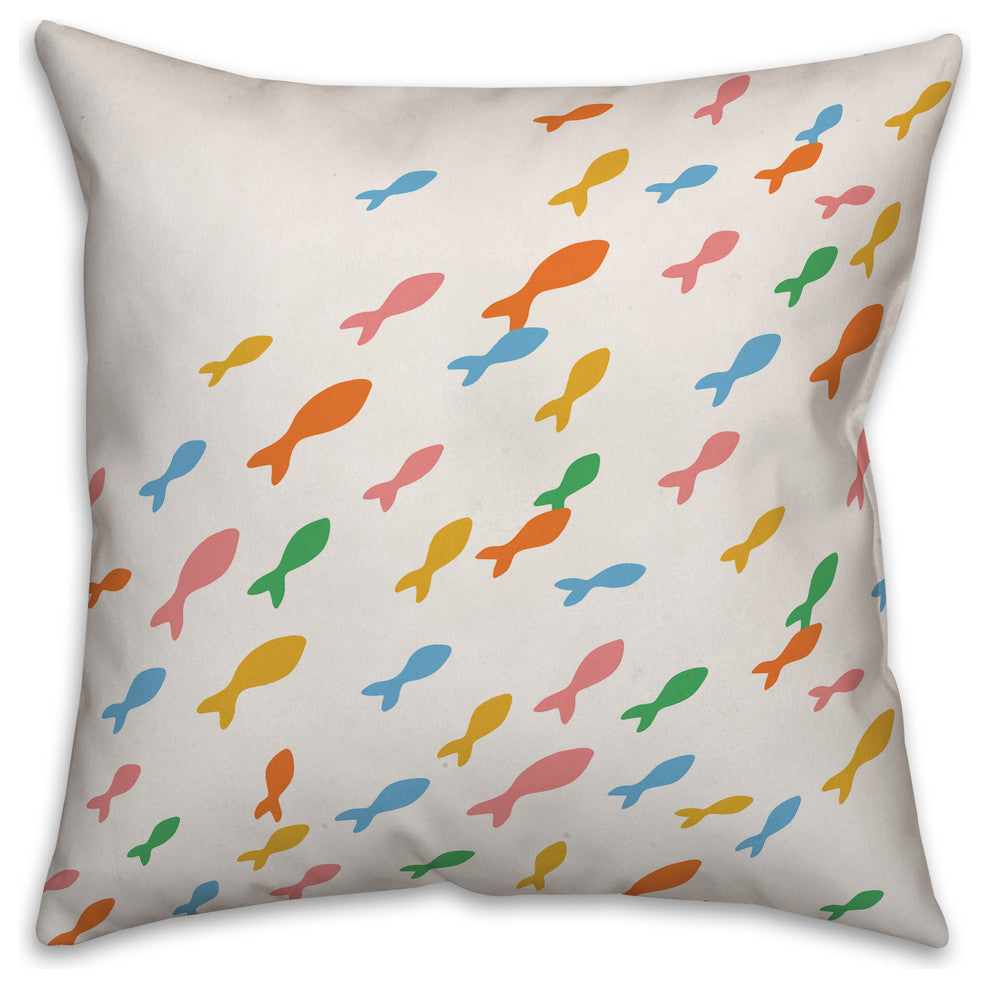 Colorful School of Fish 16x16 Throw Pillow