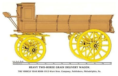 Heary Two-Horse Grain Delivery Wagon - Fine Art Giclee Print 24" x 36"