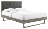 Willow King Wood Platform Bed With Angular Frame - Gray Charcoal...