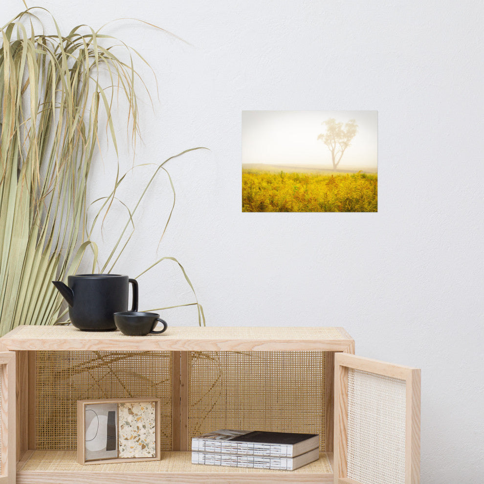 Dreams of Goldenrod and Fog Landscape Photo Unframed Wall Art Print, 12" X 16"