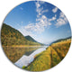 Mountain River Under Blue Sky, Landscape Photo Disc Metal Artwork, 36"