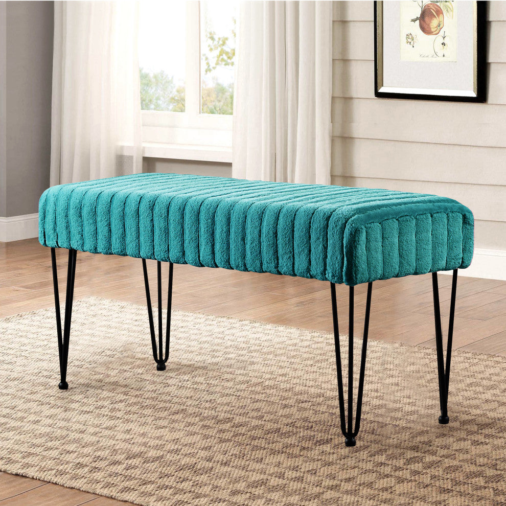 Serenta Super Mink Ottoman, Tile Blue, 46''x16''x22''