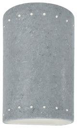 Ambiance ADA Small Cylinder, Perfs Outdoor Wall Sconce, Closed, Concrete, E26