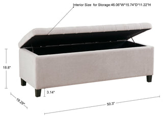 Madison Park Shandra Upholstered Soft Close Storage Bench, Natural