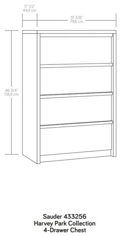 Pemberly Row Engineered Wood 4-Drawer Bedroom Chest in Pacific Maple