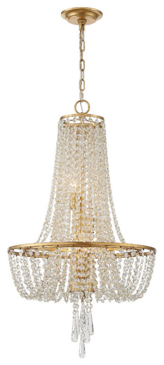 Crystorama ARC-1907-GA-CL-MWP, 4-Light Chandelier, Antique Gold