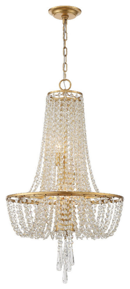 Crystorama ARC-1907-GA-CL-MWP, 4-Light Chandelier, Antique Gold