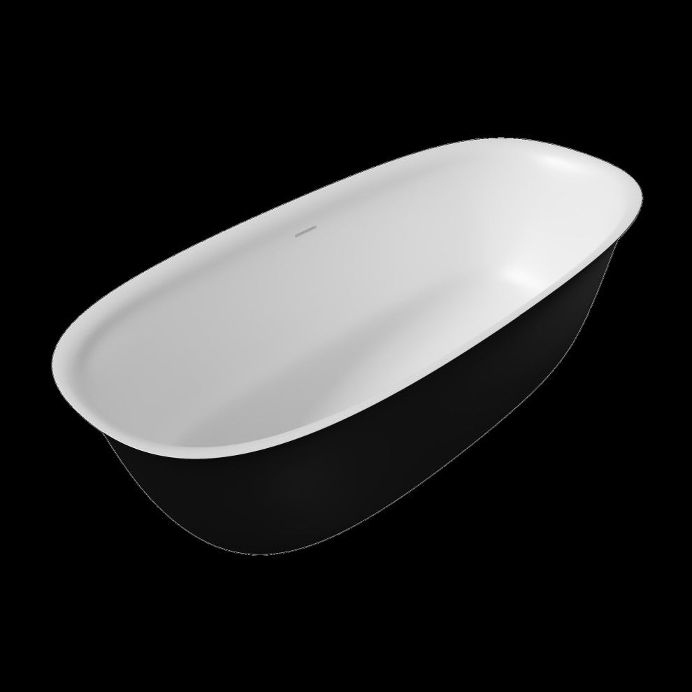 Perlato Ravenna 67" Eco-Lapistone Freestanding Soaker Tub, Matte Black Exterior