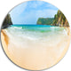 Exotic Vacation Seashore Panorama, Seascape Round Metal Wall Art, 38"
