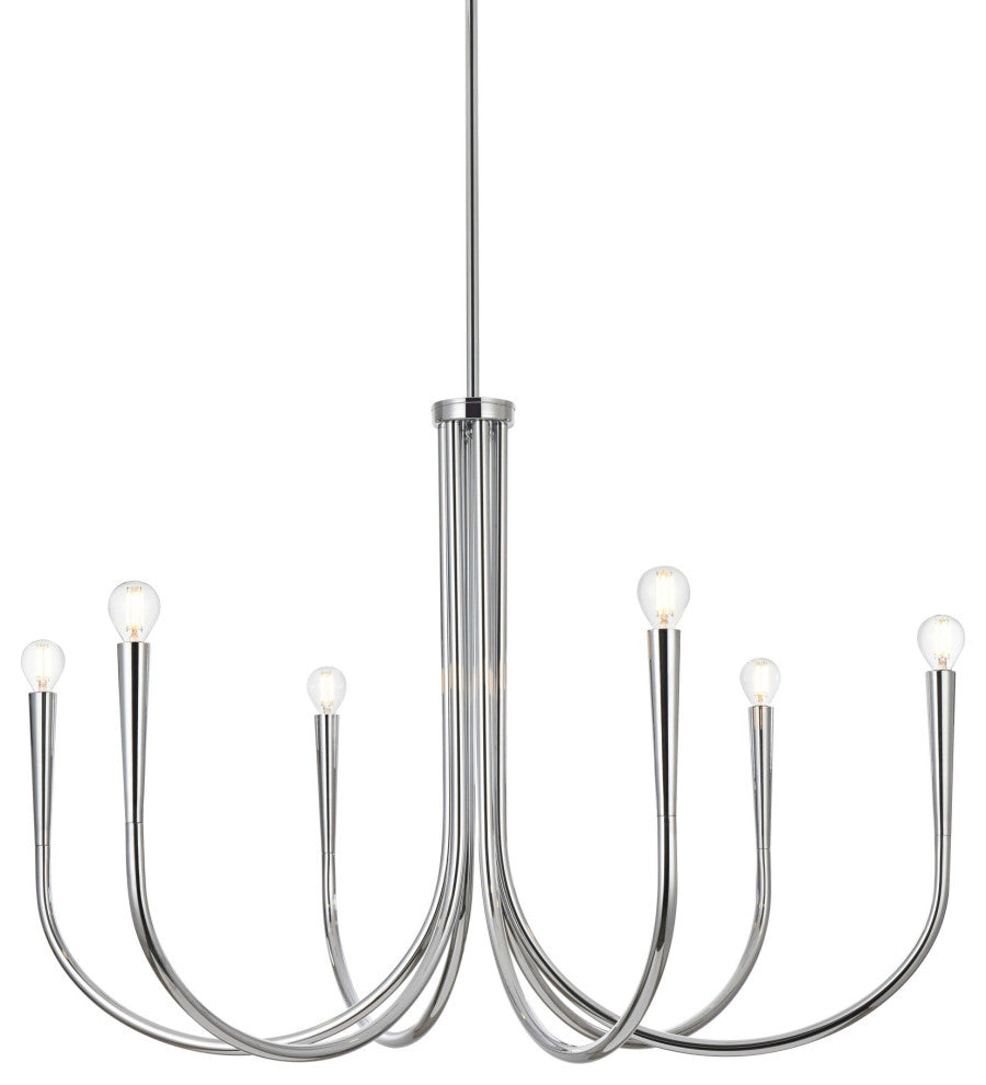 Elegant Lighting LD722D36 Layne 6 Light 36"W Taper Candle Style - Chrome