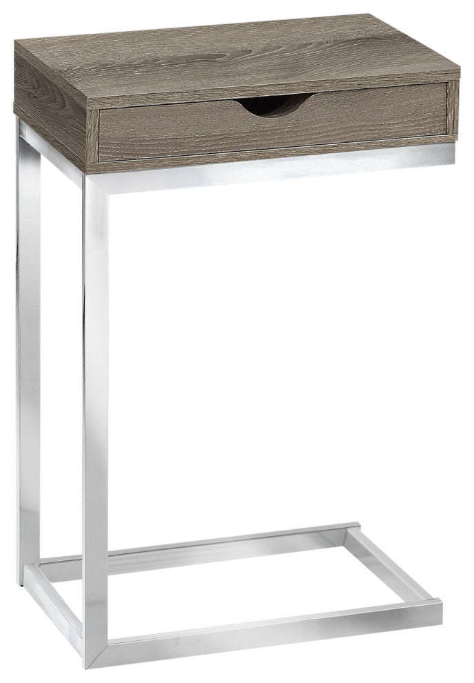 HomeRoots 10.25" x 15.75" x 24.5" Dark Taupe Finish Metal Accent Table