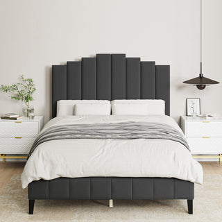Gastone Tufted Upholstered Platform Bed, Gray