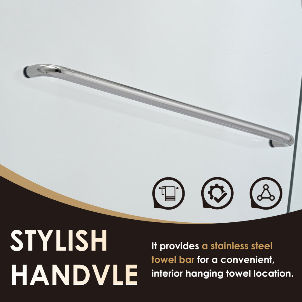 Ennis By Pass Framed Shower Door, Clear Glass, Polished Chrome, 60" W X 76" H