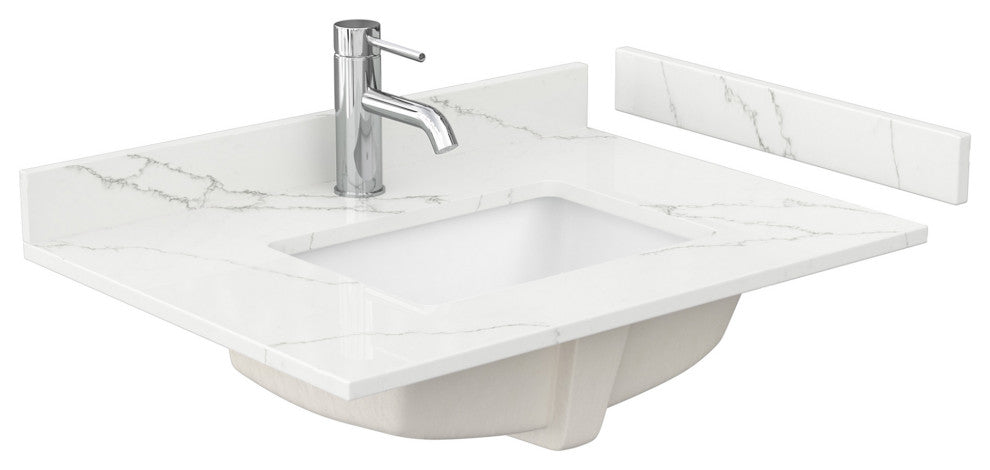 Marlena 30" Black Single Vanity, Quartz Top, 1-Hole, Nickel Trim