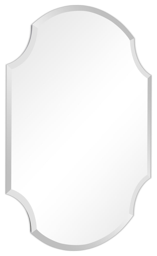 Frameless Beveled Octagonal Scallop Black Matte Finished Wall Mirror