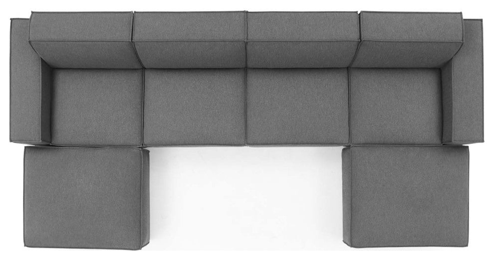 Modular Sectional Sofa Set, Charcoal Gray, Fabric, Modern, Hospitality