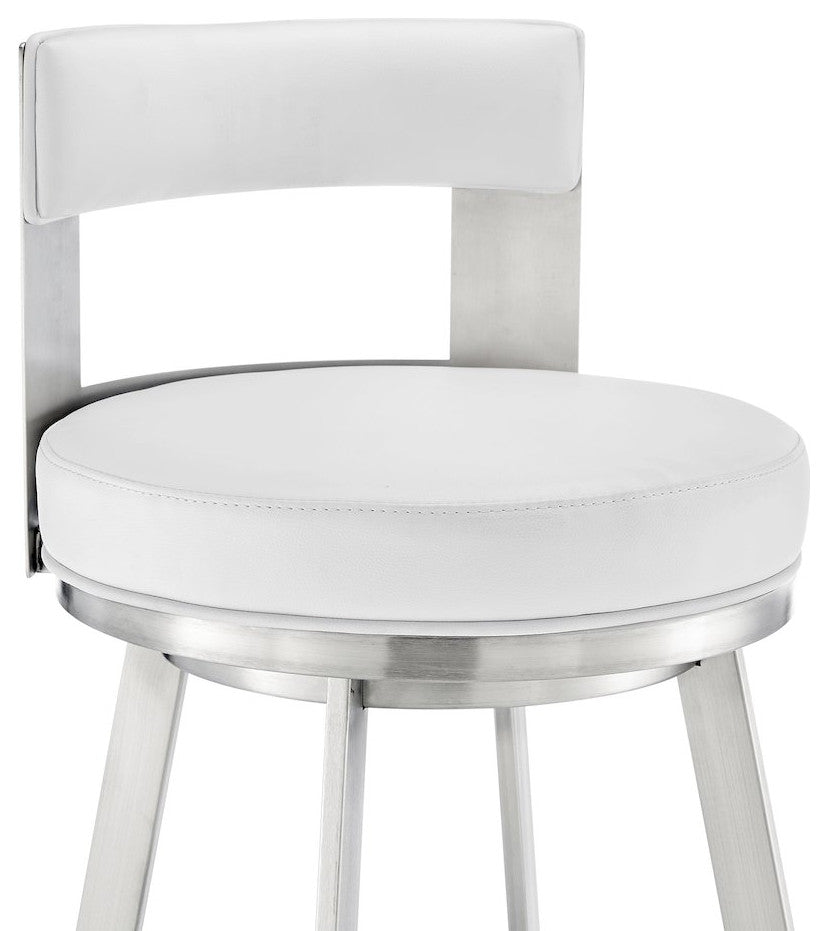 Flynn Swivel Counter or Bar Stool in Faux Leather and Metal