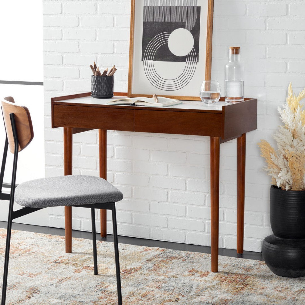 Safavieh Henley 2 Drawer Desk, White Marble