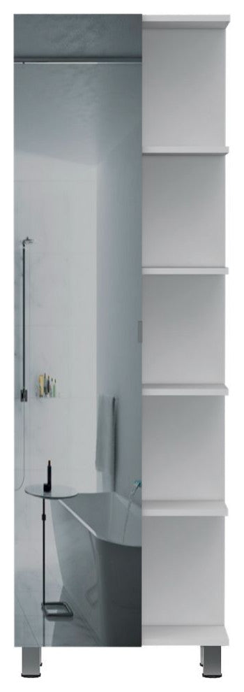 Venus Mirrored Linen Cabinet, White