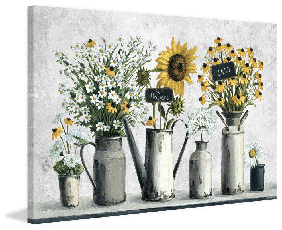 "Fresh Cut Sunflowers" Painting Print on Wrapped Canvas