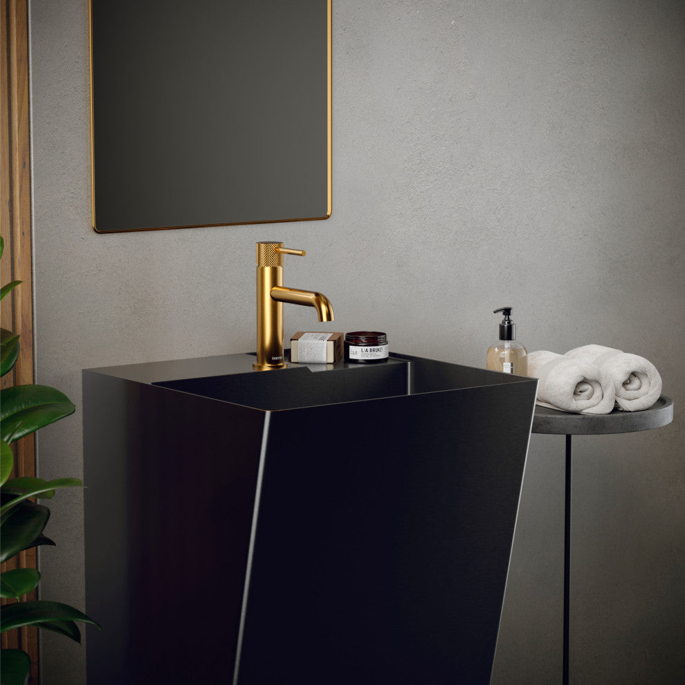 Karran 1-Handle 1-Hole Bathroom Faucet With Pop-up Drain, Gold