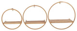3-Piece Metal and Wood Wall Shelves, Bronze