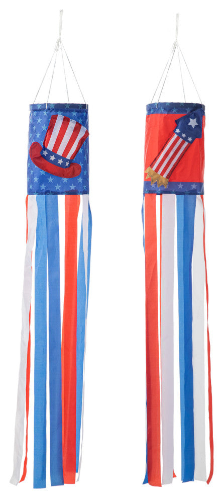 44"H Patriotic Hat/Firecracker Windsocks, 2-Piece Set