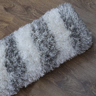 HAND TUFTED SHAG POLYESTER ECO-FRIENDLY AREA RUGS -  Gray&White Color, Geometric