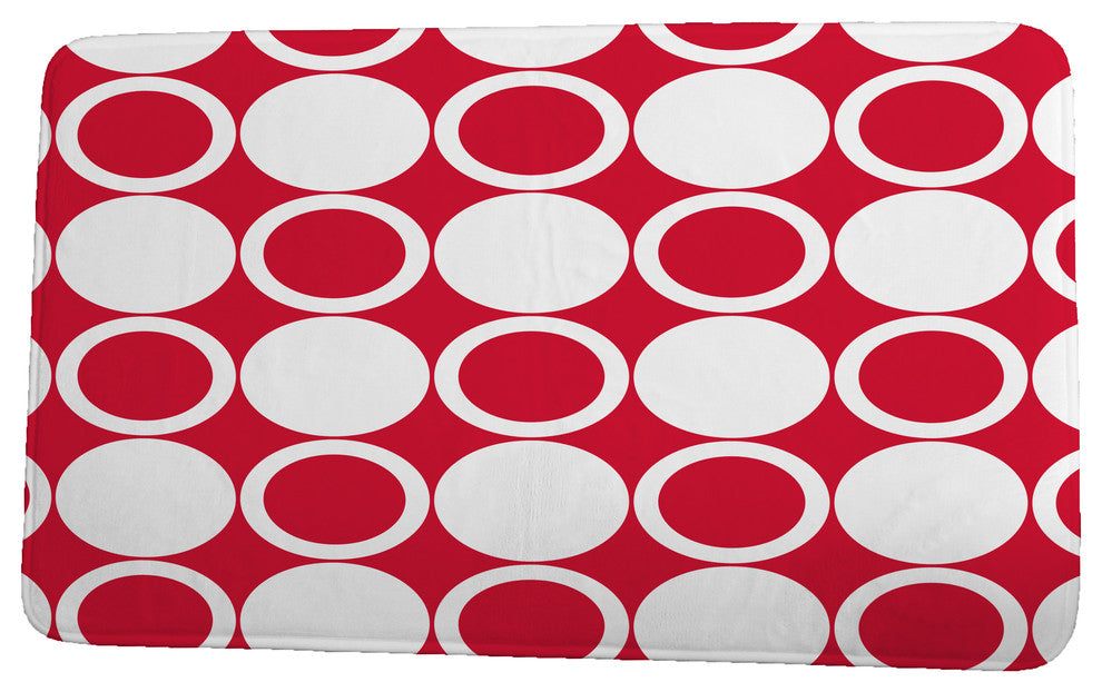 Cuban Flare Small Modcircles Geometric Print Bath Mat, Red, 21"x34"