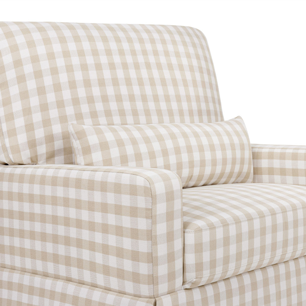 Crawford Pillowback Chair and a Half Comfort Swivel Glider, Tan Gingham