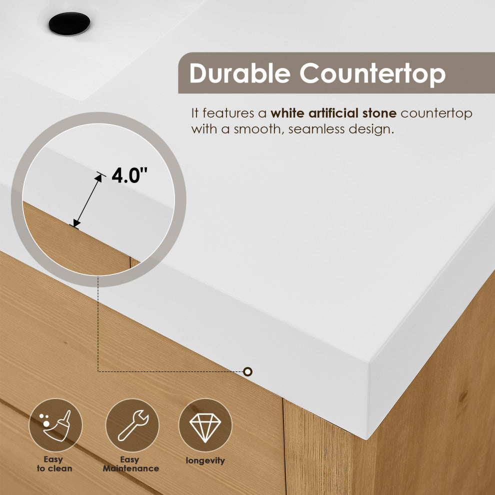 Cascadia Bathroom Vanity, Weathered Fir, 36", No Mirror