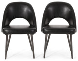 Odum Abbeville Contemporary Open Back Dining Chairs (Set of 2), Midnight + Gun Metal