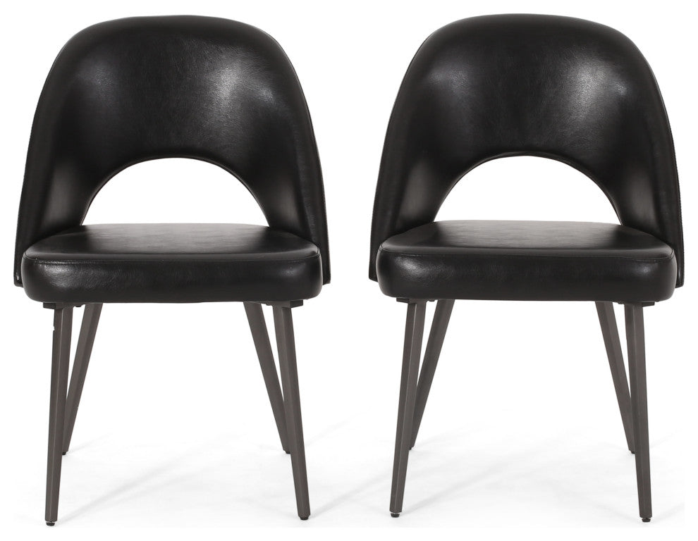 Odum Abbeville Contemporary Open Back Dining Chairs (Set of 2), Midnight + Gun Metal