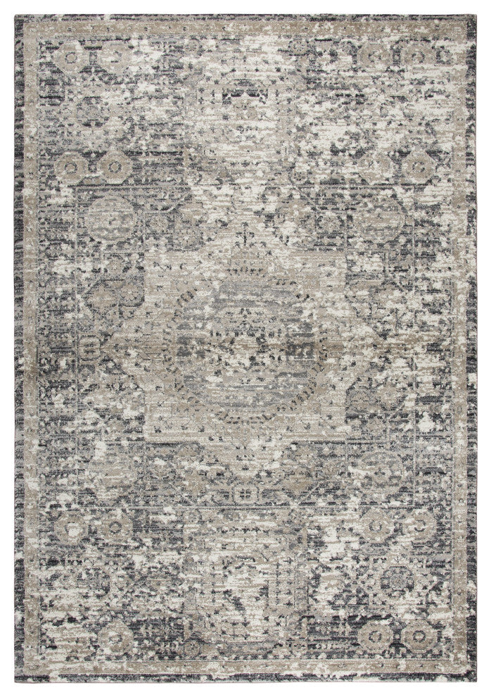 Panache PN6977 Gray Central Medallion Distress Rug, Rectangular 7'10"x10'10"