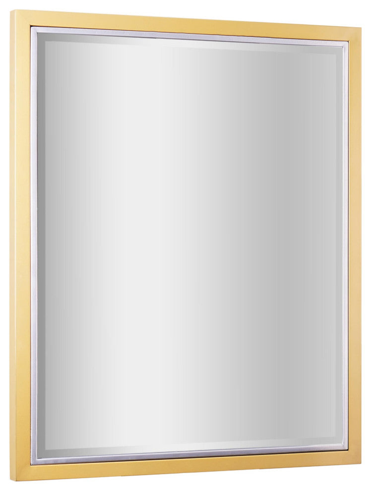 Head West Brushed Brass/Chrome Metal Framed Beveled Edge Wall Mirror - 24" x 30"