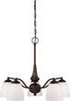 Patton 5 Light Chandelier With Frosted Glass, Arms Down