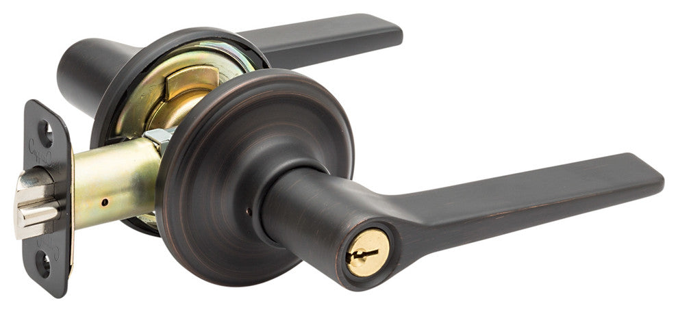 Scandinavian Style Keyed Entry Lever, Tuscan Bronze