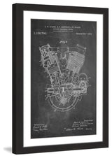 "Engine 1914 Chalk" Framed Painting Print