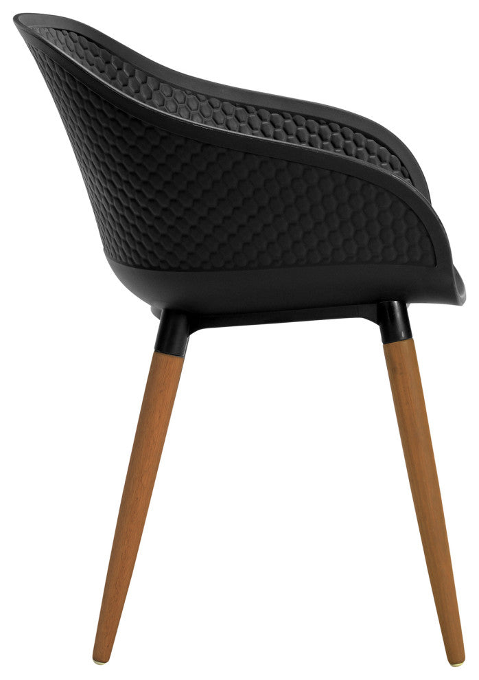 Ipanema Outdoor Dining Chair with Teak Legs and Dark Grey Olefin - Set of 2